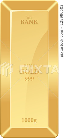 Lustrous gold bullion bar representing wealth and investment with a smooth, shiny surface. 129996502