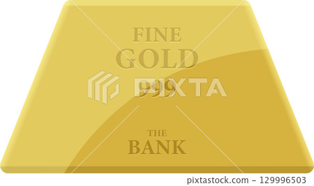 A gleaming gold bar, symbolizing wealth and investment, sits prominently in the frame. 129996503