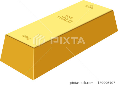 Shiny gold bar ingot, a valuable commodity in finances, and often found in bank vaults. 129996507