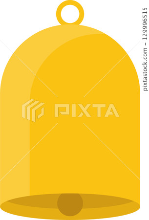 Golden bell with a circular loop at the top, used for ringing or decoration purposes. Golden bell with a circular loop at the top, used for ringing or decoration purposes. 129996515