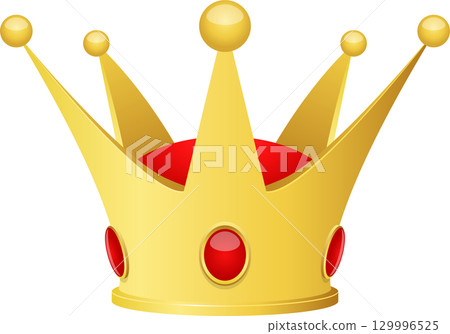 A regal golden crown with red jewels, fit for royalty. Symbol of power, status, and honor. 129996525