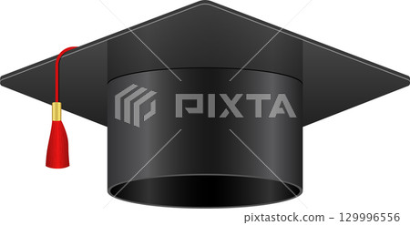 Graduation cap signifying academic achievement and milestone of finishing studies and learning. 129996556