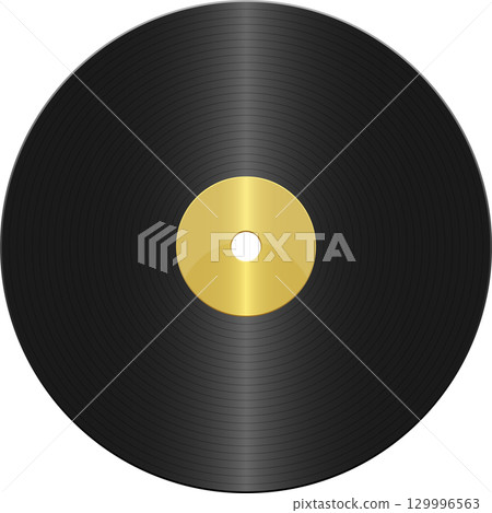 Vintage vinyl record with golden center. A classic medium for playing music with nostalgia. 129996563