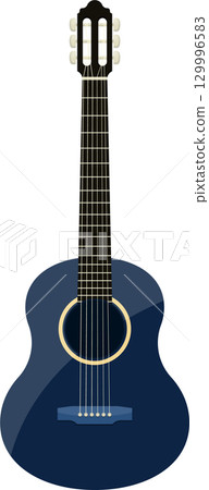 A blue classical guitar with nylon strings, perfect for learning and creating beautiful melodies. 129996583