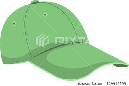 A light green cap with a curved brim and subtle stitching details, set against a black background. 129996599