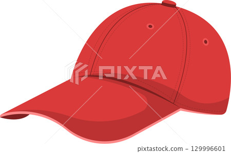 A classic red baseball cap with a curved brim, perfect for shading eyes from the sun or making a style 129996601