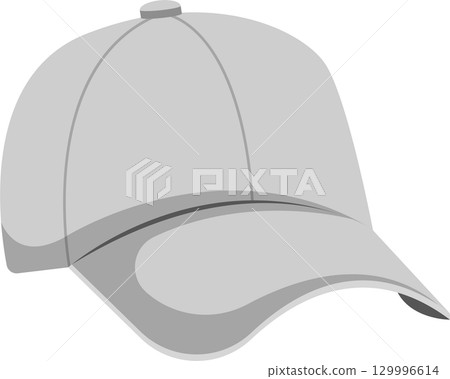 A simple grey baseball cap shown at an angle, suitable for sun protection and casual style. 129996614