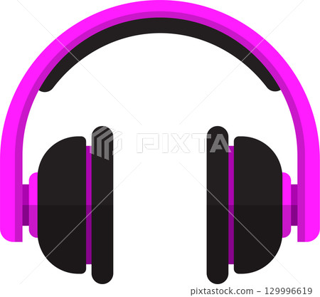 Vibrant pink and black headphones for personal audio enjoyment and immersive listening experience. 129996619