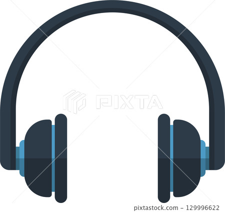 Illustration of a pair of headphones used for personal audio entertainment, flat design icon. 129996622