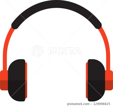 Red and black headphones provide personal audio experience, noise isolation, and entertainment. 129996625