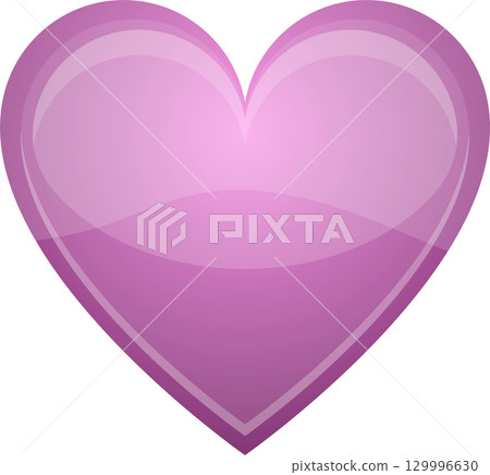 A glossy, pink heart on a black background conveys affection and love through its vibrant color. 129996630