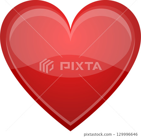 A vibrant red heart with a glossy finish symbolizes affection, romance, and emotional well-being. A vibrant red heart with a glossy finish symbolizes affection, romance, and emotional well-being. 129996646