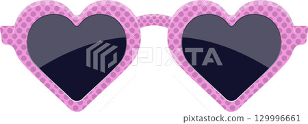 Pink heart-shaped sunglasses with polka dots offer a fun and flirty way to protect your eyes. Pink heart-shaped sunglasses with polka dots offer a fun and flirty way to protect your eyes. 129996661