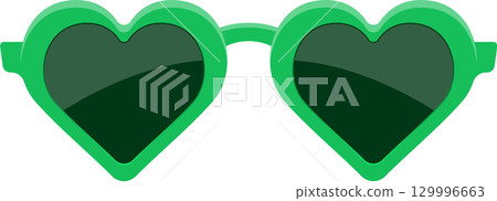 Green heart-shaped sunglasses offer a playful and stylish look for sunny days and outdoor adventures. 129996663