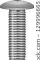 Detailed digital illustration of a metal screw with a rounded head and prominent thread pattern. 129996665