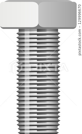 An illustration of a shiny silver bolt, a crucial fastener for mechanical assembly and repairs. 129996670