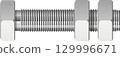 Silver Metal Bolt and Nuts: Fastening solution for construction, engineering and repair project. 129996671