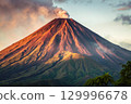 volcano crater with dramatic sky 129996678