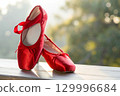 red ballerina pointe shoes 129996684