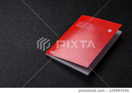 Swiss passport for travelling, flying and doing business. Switzerland document 129997048
