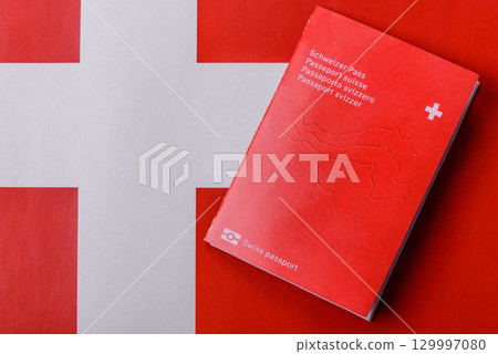 Swiss passport for travelling, flying and doing business. Switzerland document 129997080