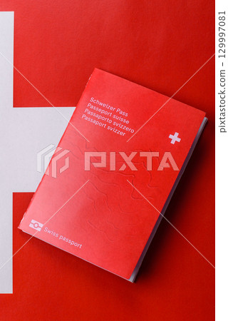Swiss passport for travelling, flying and doing business. Switzerland document 129997081
