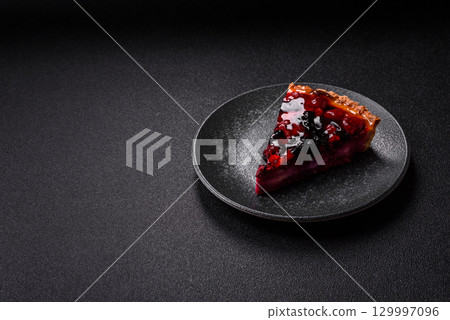 Pie, cheesecake with mascarpone, raspberries and blackberries. Cheesecake with cheese Pie, cheesecake with mascarpone, raspberries and blackberries. Cheesecake with cheese 129997096