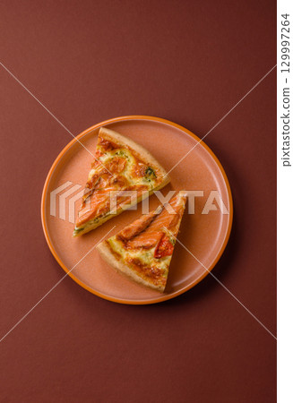 Quiche, salmon pie, broccoli, cheese. Quiche tart with fish and vegetables, cheese Quiche, salmon pie, broccoli, cheese. Quiche tart with fish and vegetables, cheese 129997264