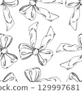Seamless pattern of bows. For packaging design, cards, cover, prints, product labels and fabric. 129997681