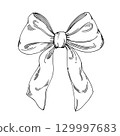 Vector bow. Handmade ink illustration. For packaging design, cards, cover, prints, product labels and fabric. 129997683