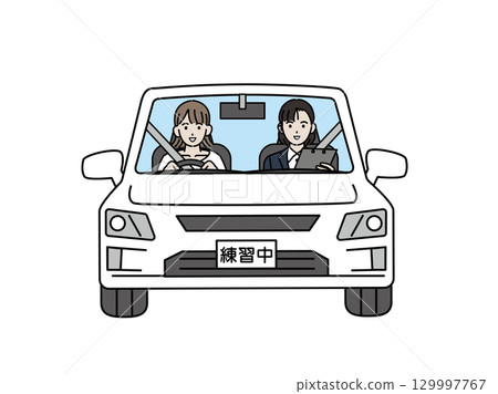 一位女士正在上駕駛課的插圖 一位女士正在上駕駛課的插圖 129997767