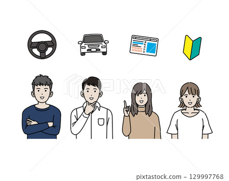 Illustration of people thinking about getting a driver's license 129997768