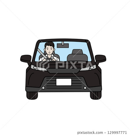 Drive, illustration of a man driving a car 129997771