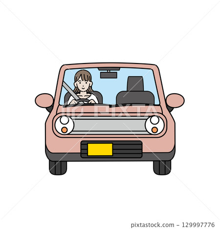 駕駛,一位女士駕駛汽車的插圖 駕駛,一位女士駕駛汽車的插圖 129997776