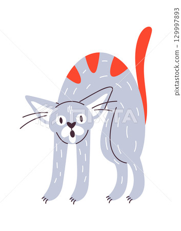 Scared cat hand drawn character 129997893