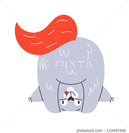 Mischievous naughty cat hand drawn 129997896