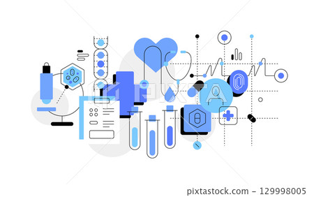 Medical care and research,flat design icon vector illustration 129998005
