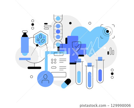 Medical care and research,flat design icon vector illustration 129998006