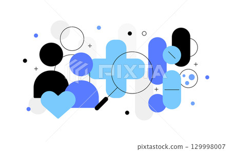 Big data, health care and medical research,flat design icon vector illustration 129998007