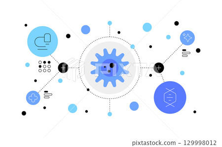 Virology and immunology. Biotech and medicals production,flat design icon vector illustration 129998012