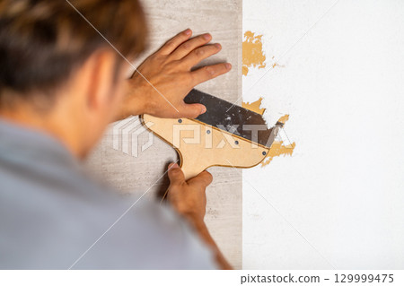 Wallpaper removal, interior construction, renovation, remodeling, reupholstering, backing paper, undercoating, lining Wallpaper removal, interior construction, renovation, remodeling, reupholstering, backing paper, undercoating, lining 129999475