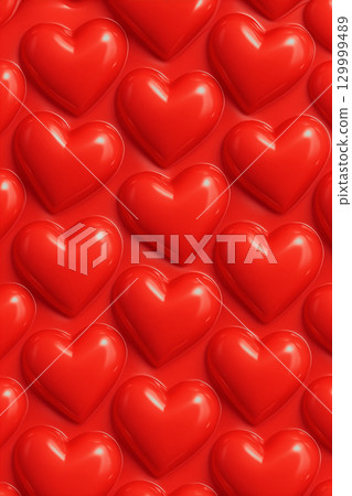 粉紅色光澤心形圖案 3D 背景，非常適合情人節設計 129999489