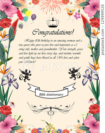 Melinda's 80th Birthday Vintage Floral Pattern Greeting Card 129999526