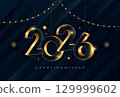 Happy New Year 2026 gold numbers greeting card 129999602