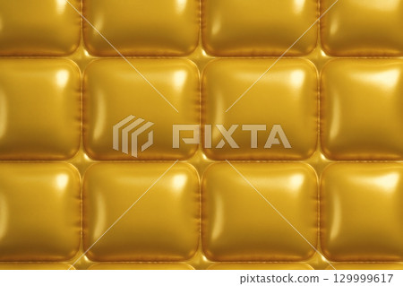 Gold glossy quilted pattern interior background material 129999617