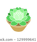Green leaf succulent (white line) 129999641