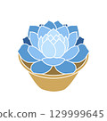 Blue-leaf succulent (white line) 129999645