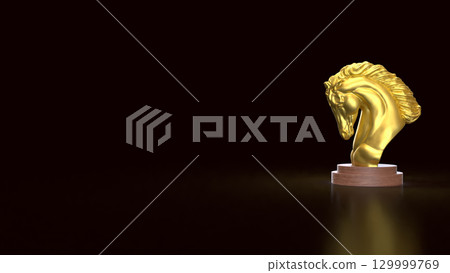 The Gold Horse  chess for Business concept 3d Rendering. 129999769