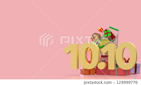 The 10.10 and Gift box  for Promotion Advertising concept 3d Rendering. 129999776