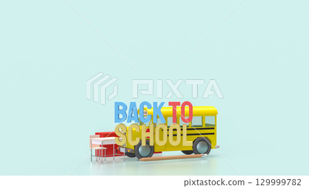 The School bus for education or Back to school concept 3d Rendering. The School bus for education or Back to school concept 3d Rendering. 129999782